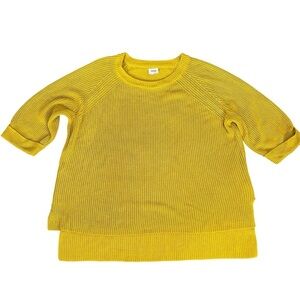 Mote Mustard Yellow Women's Short Sleeve Boxy Sweater Sz XL